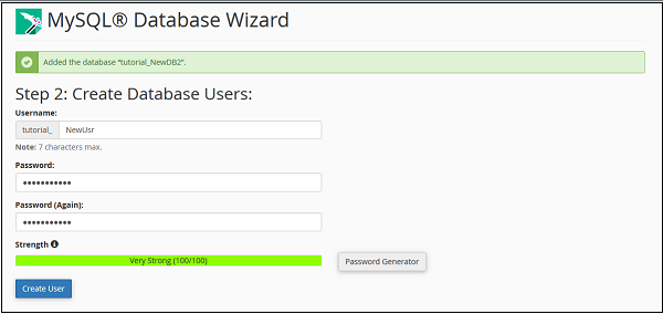 Create Database Wizard