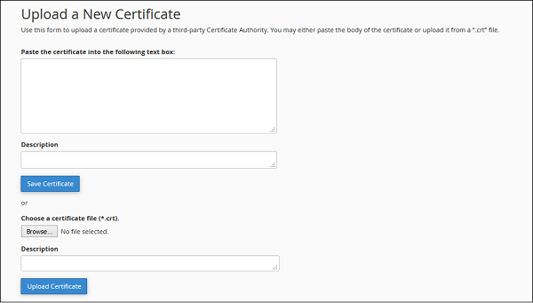 Upload New Certificate